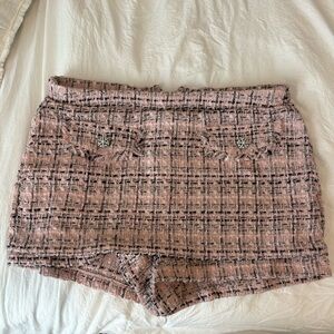 Wild Fable Pink Tweed Women's Skort with Decorative Buttons